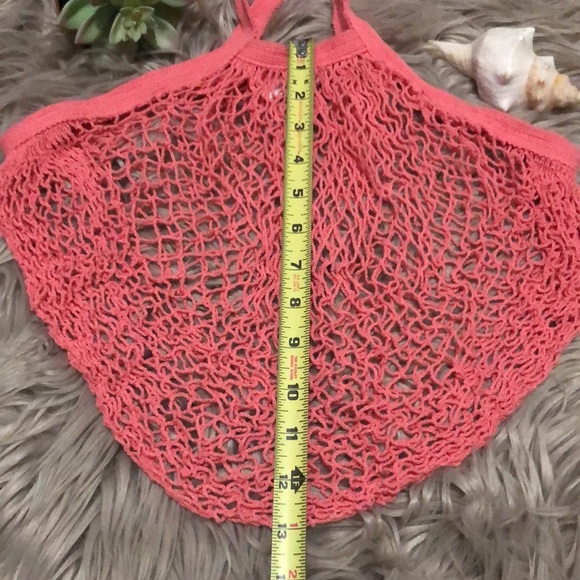 Cotton Mesh Shoppers Tote-Eco Friendly-Coral Pink-Used 1x-Washed-EUC - Picture 7 of 11